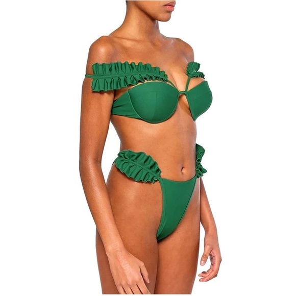 NWT Andrea Iyamah Salama Women’s Ruffled High Cut Swimsuit Sz Large - Picture 3 of 8